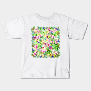 Pattern. Flowers and Butterflies Kids T-Shirt